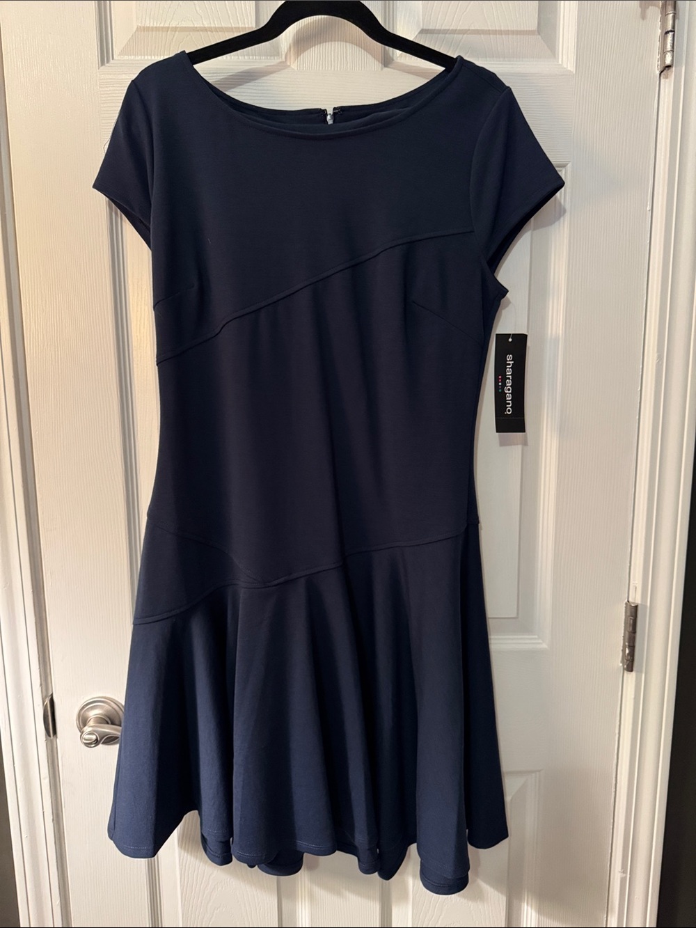 Sharagano Navy Short Sleeve Fit-and-Flare Mini Dress - women’s size 12 - nwt